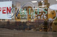  The front window of Nellie's Cafe